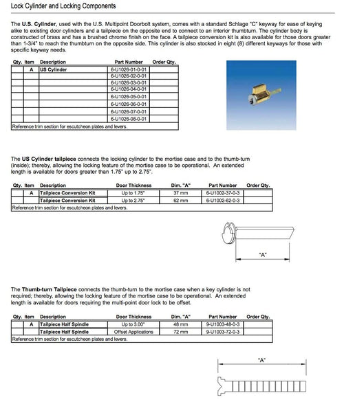G-U / Ferco 48mm Length Tailpiece - Thumb-turn Side - G-U / Ferco 48mm Length Tailpiece - Thumb-turn Side