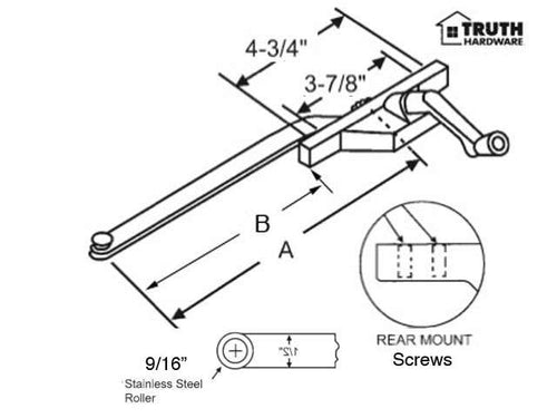 Rear Mount Operator, 9.5 inch arm, 4 holes, RH - Choose Color - Rear Mount Operator, 9.5 inch arm, 4 holes, RH - Choose Color