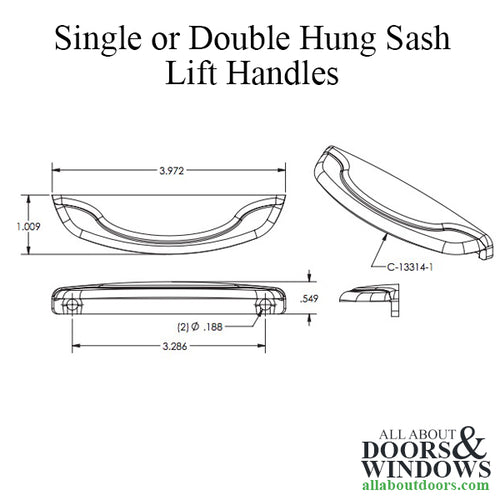 Inspirations™ Single or Double Hung Sash Lift Handles - Choose Color - Inspirations™ Single or Double Hung Sash Lift Handles - Choose Color