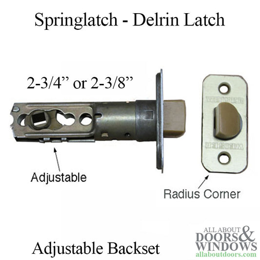 Weiser Springlatch,  Adjustable Backset, Radius Face, Delrin