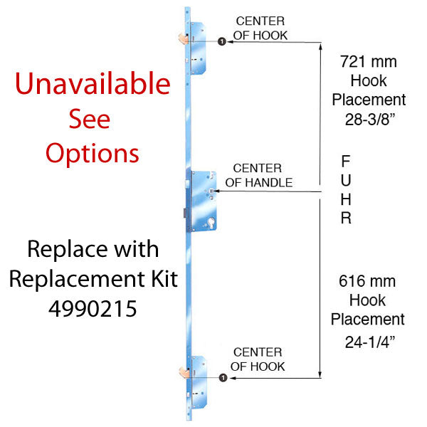 FUHR Hook Version Multipoint Lock, 64-3/16 - Unavailable / See Replacement Options - FUHR Hook Version Multipoint Lock, 64-3/16 - Unavailable / See Replacement Options