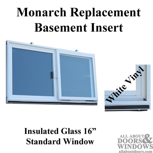 Monarch C-400A-16 Vinyl Basement WINDOW Insert, Dual Pane Glass