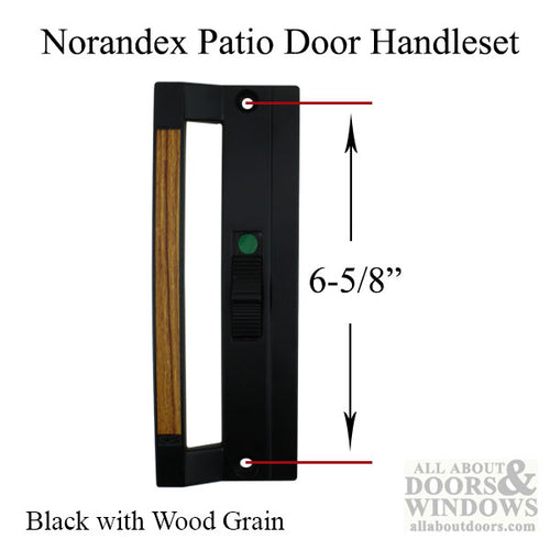Norandex Sliding Patio Door Handle 6 5/8 Inch Hole Center Black Metal and Wood - Norandex Sliding Patio Door Handle 6 5/8 Inch Hole Center Black Metal and Wood