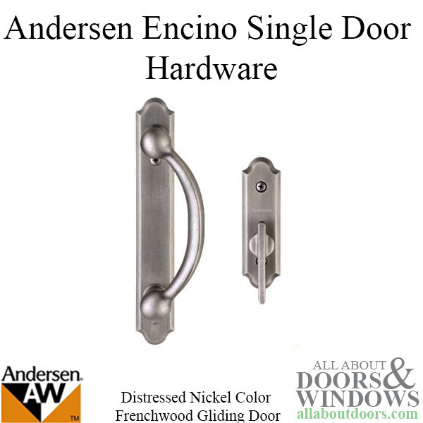 Andersen Frenchwood Gliding Door Trim Hardware, Encino, 2 Panel Interior and Exterior - Distressed Nickel - Andersen Frenchwood Gliding Door Trim Hardware, Encino, 2 Panel Interior and Exterior - Distressed Nickel