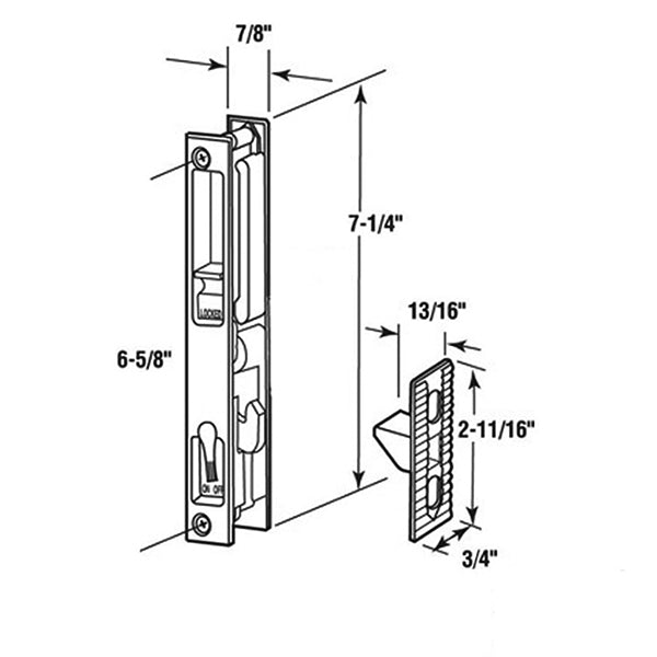 Sliding Patio Door Handleset Flush Tyle Handle 6 5/8 Inch Hole Center Chrome Handle - Sliding Patio Door Handleset Flush Tyle Handle 6 5/8 Inch Hole Center Chrome Handle