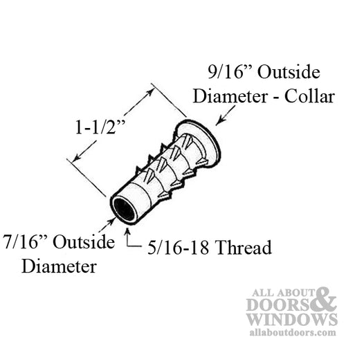 Thread Insert - 5/16  Thread - Wardrobe door - Black - Thread Insert - 5/16  Thread - Wardrobe door - Black