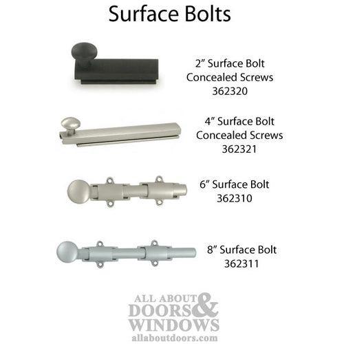 4'' Concealed Screw Surface Bolt, Brass - Choose Finish - 4'' Concealed Screw Surface Bolt, Brass - Choose Finish