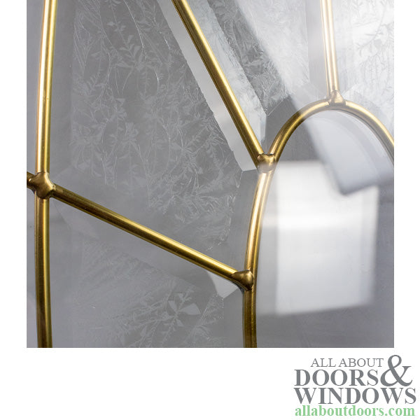 Oval Glass door lite Clear Center Oval, Beveled Leaded Glass, Glue Chip, Brass Caming - Oval Glass door lite Clear Center Oval, Beveled Leaded Glass, Glue Chip, Brass Caming