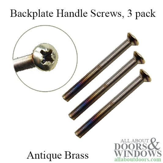 Handle Screws, 3 pack - 1-3/4 inch thick Door, M5 x 50mm - Antique Brass