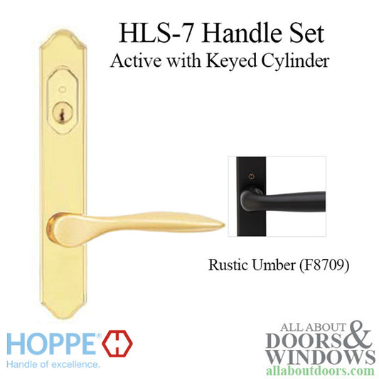 HOPPE HLS7 Handle Set with New Orleans Lever Keyed Active Rustic Umber