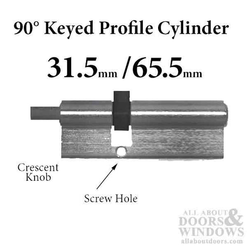 31.5/65.5 Hoppe 90° Non Logo Keyed Profile Single Cylinder Lock - Brushed Satin Chrome - No Knob - 31.5/65.5 Hoppe 90° Non Logo Keyed Profile Single Cylinder Lock - Brushed Satin Chrome - No Knob