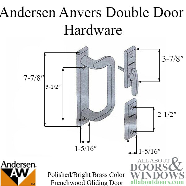 Andersen Frenchwood Gliding Door Trim Hardware, Anvers 4 Panel Interior and Exterior - Polished Brass - Andersen Frenchwood Gliding Door Trim Hardware, Anvers 4 Panel Interior and Exterior - Polished Brass