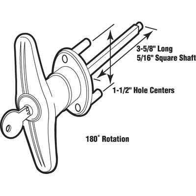 Locking T-Handle,  5/16  x 3 inch Shaft - Chrome - Locking T-Handle,  5/16  x 3 inch Shaft - Chrome