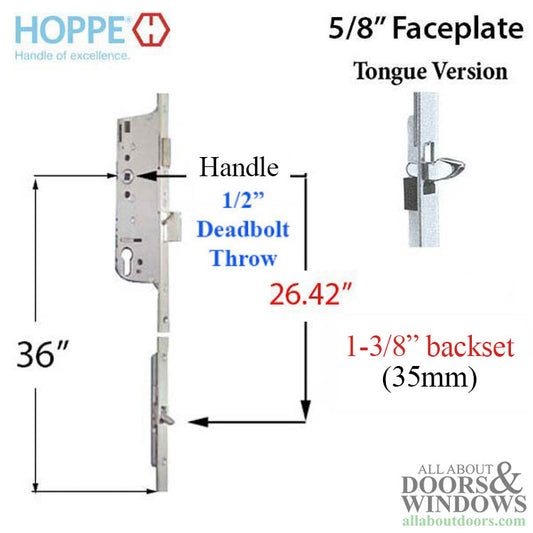 Hoppe Multipoint Lock Manual Gear Tongue Version 16mm Faceplate 35mm Backset