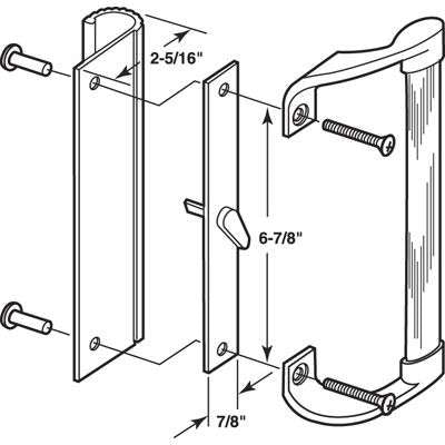 Handle Set for Sliding Patio Doors - 6-7/8 Screw Hole Spacing - Handle Set for Sliding Patio Doors - 6-7/8 Screw Hole Spacing