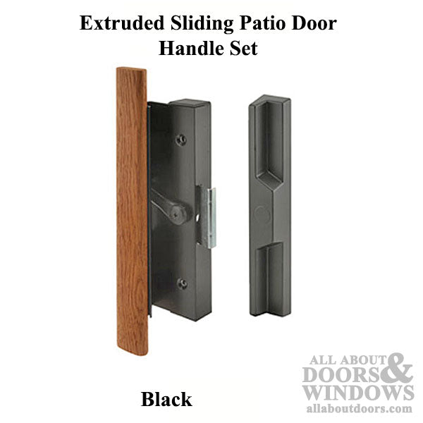 Handle Set - Sliding Patio Door, Extruded Aluminum / Wood / Diecast - Black, Clamp Style - Handle Set - Sliding Patio Door, Extruded Aluminum / Wood / Diecast - Black, Clamp Style