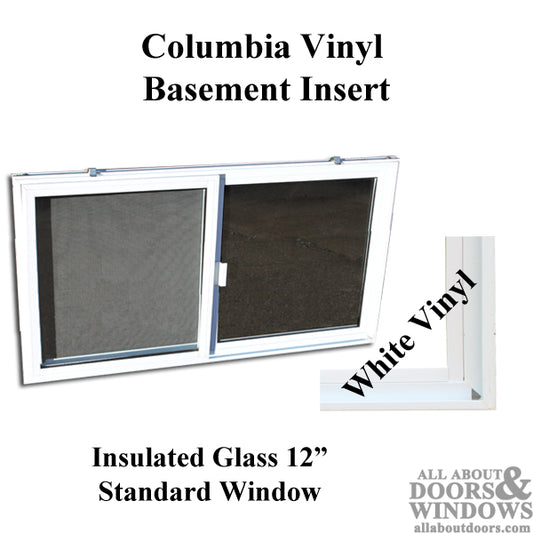 C-400-12 Vinyl Basement WINDOW Insert, Dual Pane Glass