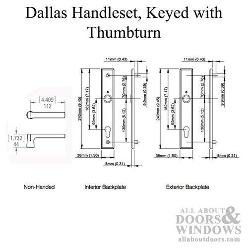 Dallas Contemporary Lever Handle, Keyed Active with Thumbturn,  M1643 / 2161N Set - Dark Bronze Metallic - Dallas Contemporary Lever Handle, Keyed Active with Thumbturn,  M1643 / 2161N Set - Dark Bronze Metallic