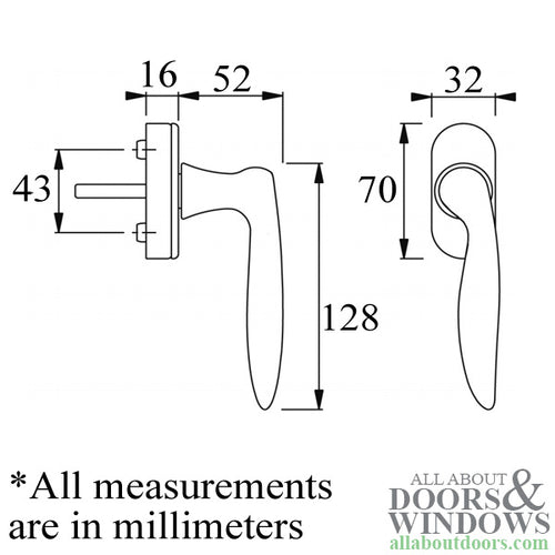 Toronto Handle for Tilt & Turn Windows - Solid Brass - Resista Polished Brass, Left Hand - Toronto Handle for Tilt & Turn Windows - Solid Brass - Resista Polished Brass, Left Hand