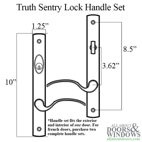 Truth Sentry Lock Handle Set, Traditional, Decorative finish over Brass, PVD Nickel - Truth Sentry Lock Handle Set, Traditional, Decorative finish over Brass, PVD Nickel