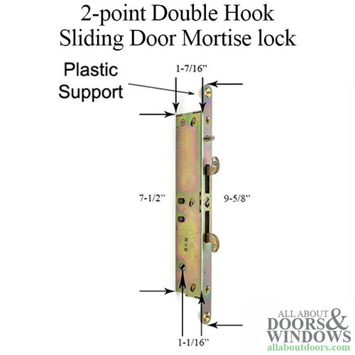 2-point Double Hook Sliding door lock With Supports, Outward Hooks, Truth Nexus - 2-point Double Hook Sliding door lock With Supports, Outward Hooks, Truth Nexus