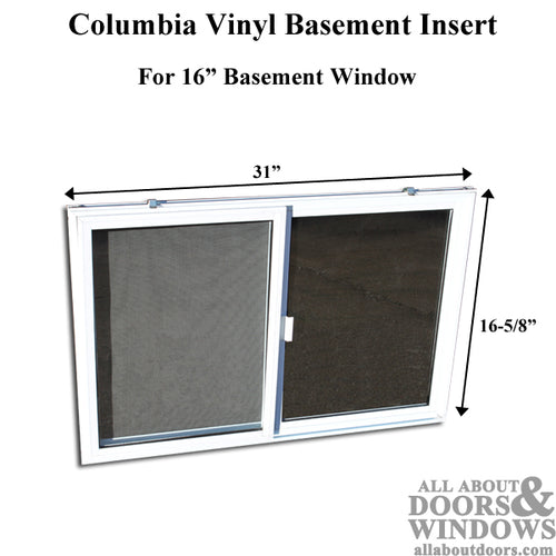 C-400-16 Vinyl Basement Window Insert, Dual Pane Glass - C-400-16 Vinyl Basement Window Insert, Dual Pane Glass