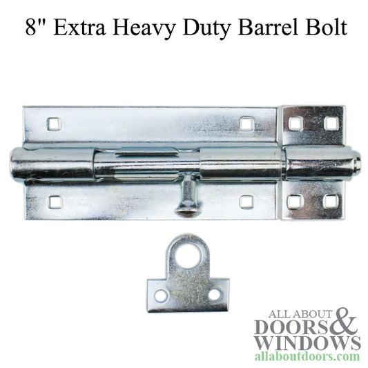 8" Extra Heavy Duty Barrel Bolt, Security Bolt - Heavy Zinc Plated