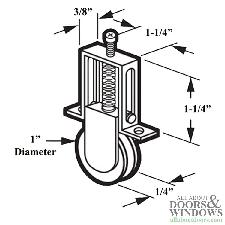 Roller Assembly with 1 Inch Nylon Wheel for Sliding Screen Door - Roller Assembly with 1 Inch Nylon Wheel for Sliding Screen Door