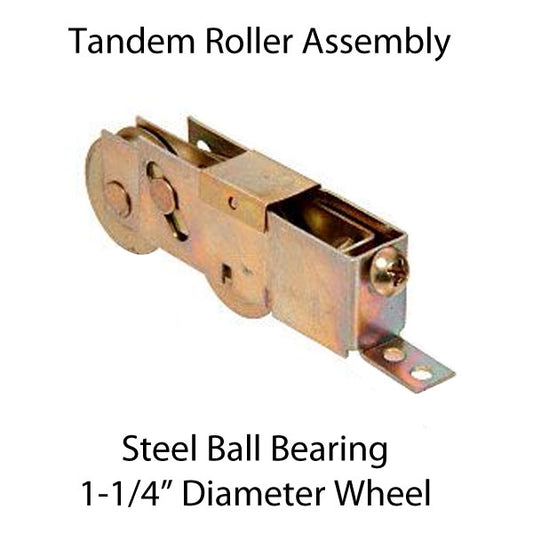 Roller Assembly for Sliding Patio Door Tandem Roller with Adjustable Steel Housing 1.25 Inch Steel Ball Bearing Wheel Diameter