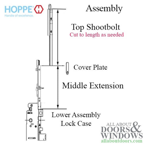 16mm Manual Middle Extension Shootbolt-Tongue @ 23.62