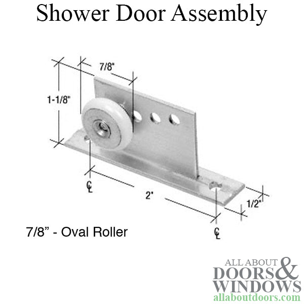 Shower Door Roller Assembly, Roller 7/8 Inch Oval Edge - Shower Door Roller Assembly, Roller 7/8 Inch Oval Edge