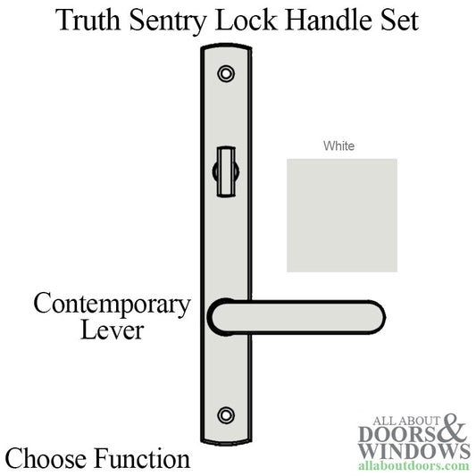 Truth Sentry Lock Handle Set, Contemporary, Painted Over Zinc, White