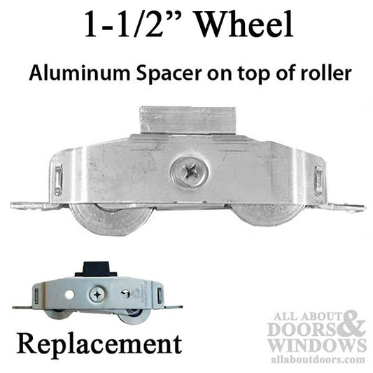 Tandem Roller Assembly for Sliding Patio Doors with Aluminum Support Brackets and 1.5 Inch Wheel Diameter