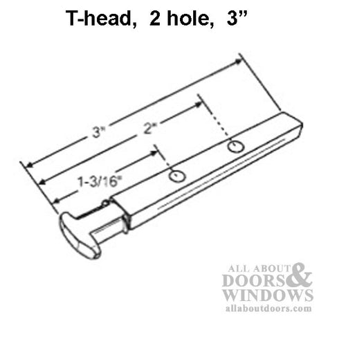 T-Head Pivot Bar, 2 hole  3 inch - Zinc Die cast - T-Head Pivot Bar, 2 hole  3 inch - Zinc Die cast