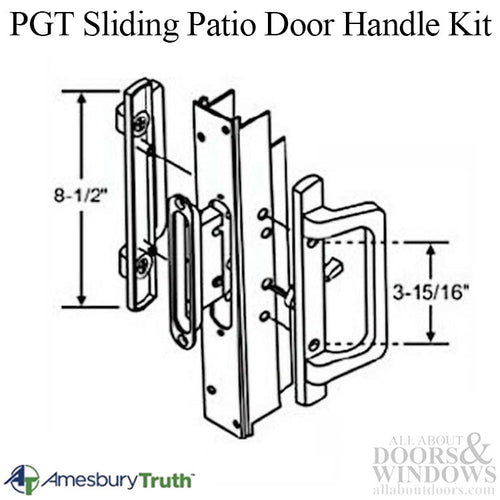 PGT Sliding Patio Door Handle Kit with Mortise Lock and Keepers - PGT Sliding Patio Door Handle Kit with Mortise Lock and Keepers