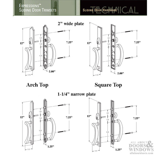 Expressions Wide Square Top, Non- Keyed Sliding Door Handle - Expressions Wide Square Top, Non- Keyed Sliding Door Handle