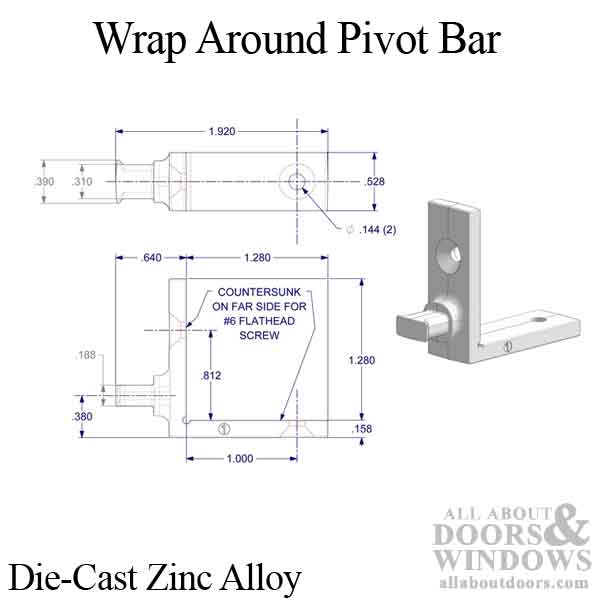 Pivot Bar, Wrap Around 2 holes - Pivot Bar, Wrap Around 2 holes