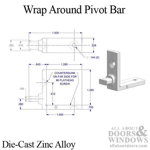 Pivot Bar, Wrap Around 2 holes - Pivot Bar, Wrap Around 2 holes