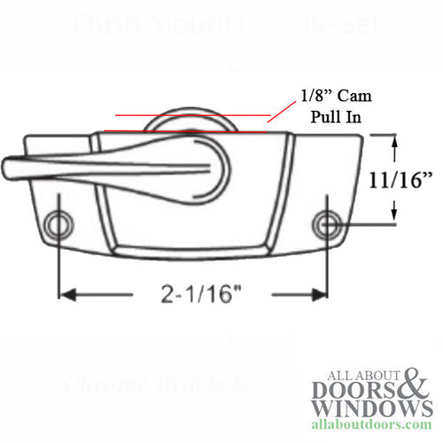 Sweep Latch Sash Lock, 2-1/16 x 11/16 Screw holes, Single or Double Hung window - Sweep Latch Sash Lock, 2-1/16 x 11/16 Screw holes, Single or Double Hung window