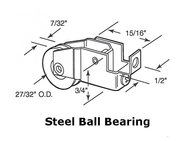 Sliding Window Roller Pair with Steel Ball Bearing Roller 0.84375 Inch Wheel Roller - Sliding Window Roller Pair with Steel Ball Bearing Roller 0.84375 Inch Wheel Roller