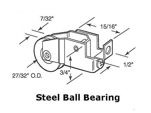 Sliding Window Roller Pair with Steel Ball Bearing Roller 0.84375 Inch Wheel Roller - Sliding Window Roller Pair with Steel Ball Bearing Roller 0.84375 Inch Wheel Roller