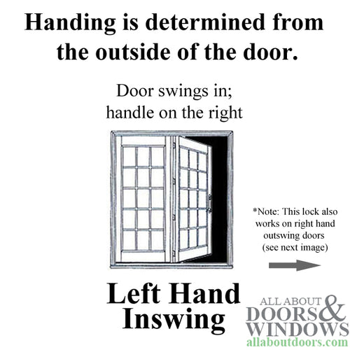 Peachtree French Door Mortise Lock Left Hand Inswing Mortise Lock - Peachtree French Door Mortise Lock Left Hand Inswing Mortise Lock