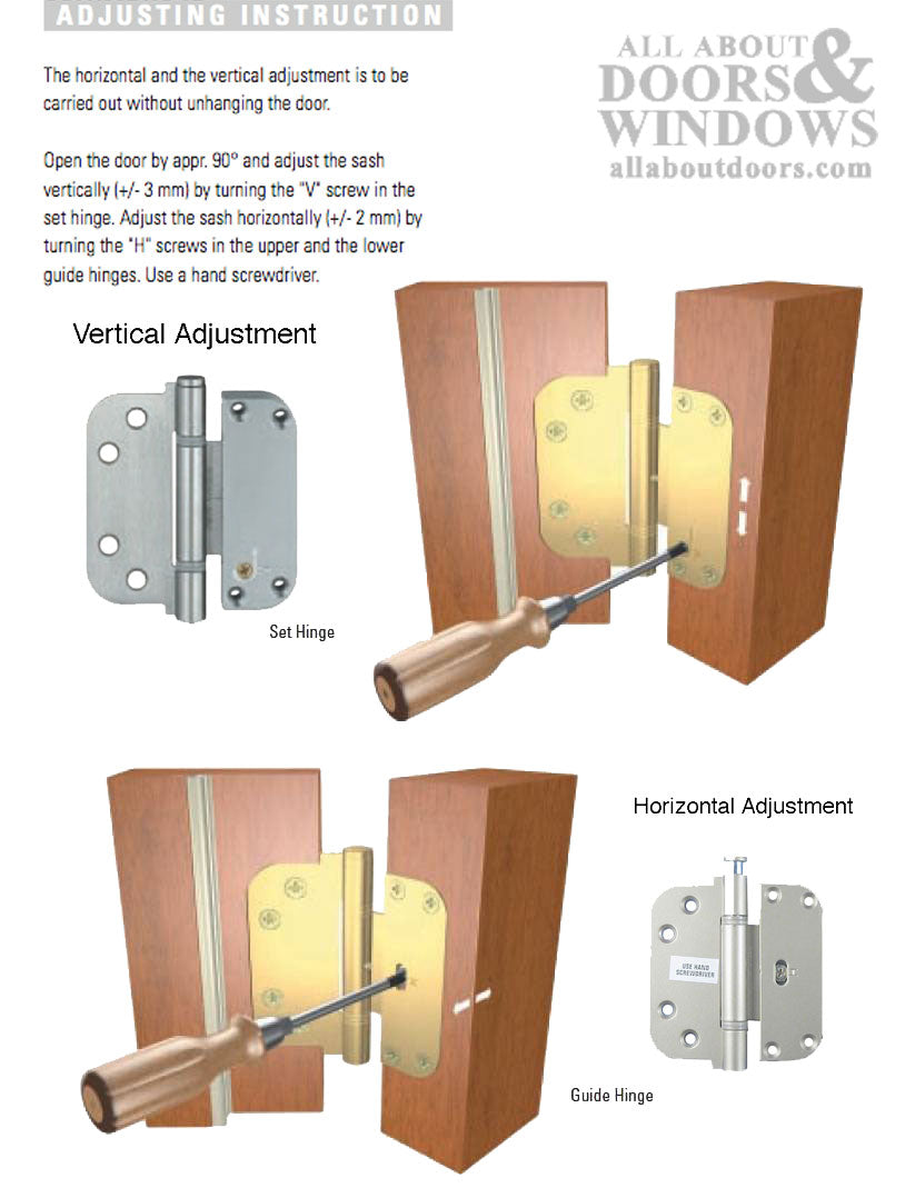 2D Adjustable Set Hinge (V) 3-5/8 x 3-5/8, Inswing Doors - Brown / Antique Brass - 2D Adjustable Set Hinge (V) 3-5/8 x 3-5/8, Inswing Doors - Brown / Antique Brass