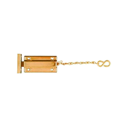 Reversible safety chain lock, 3" lock, 15" chain, Bright Brass