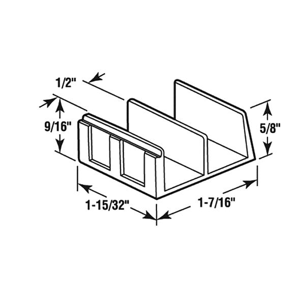 Sliding Shower Door Bottom Guide Nylon for 1-7/16