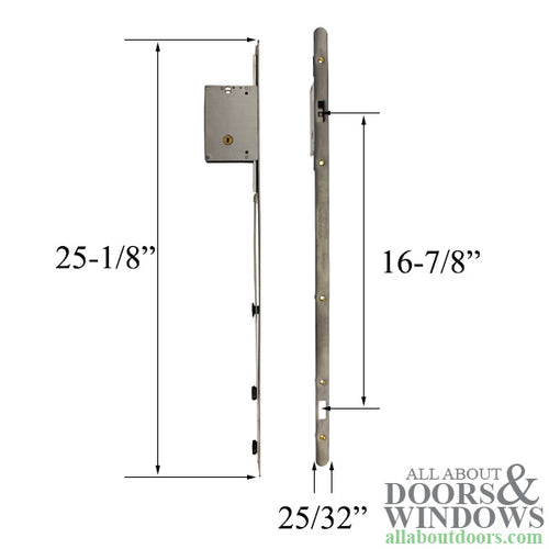 Sentinel  2 point Sliding Door Lock, XM-55 Multipoint - Stainless - Sentinel  2 point Sliding Door Lock, XM-55 Multipoint - Stainless