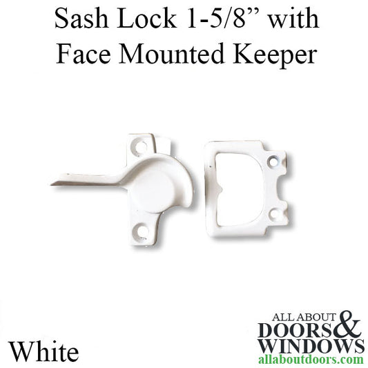 Sash Lock 1-5/8" Hole Center with Face Mounted Keeper - White