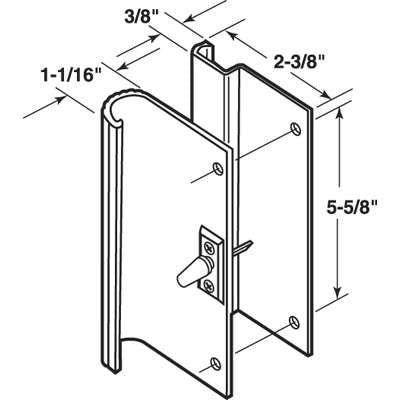 Sliding Patio Door Handle Set with 5-5/8 In. Screw Hole Spacing - Sliding Patio Door Handle Set with 5-5/8 In. Screw Hole Spacing