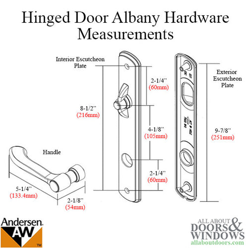 Andersen Albany Active / Passive Double Hinged Door Hardware Set - Stone - Andersen Albany Active / Passive Double Hinged Door Hardware Set - Stone