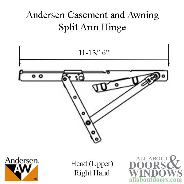 Andersen Awning/Casement Right-Hand Split Arm Head Hinge - Andersen Awning/Casement Right-Hand Split Arm Head Hinge